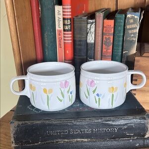 VINTAGE Studio Nova Spring Floral Tulips Ceramic Mugs